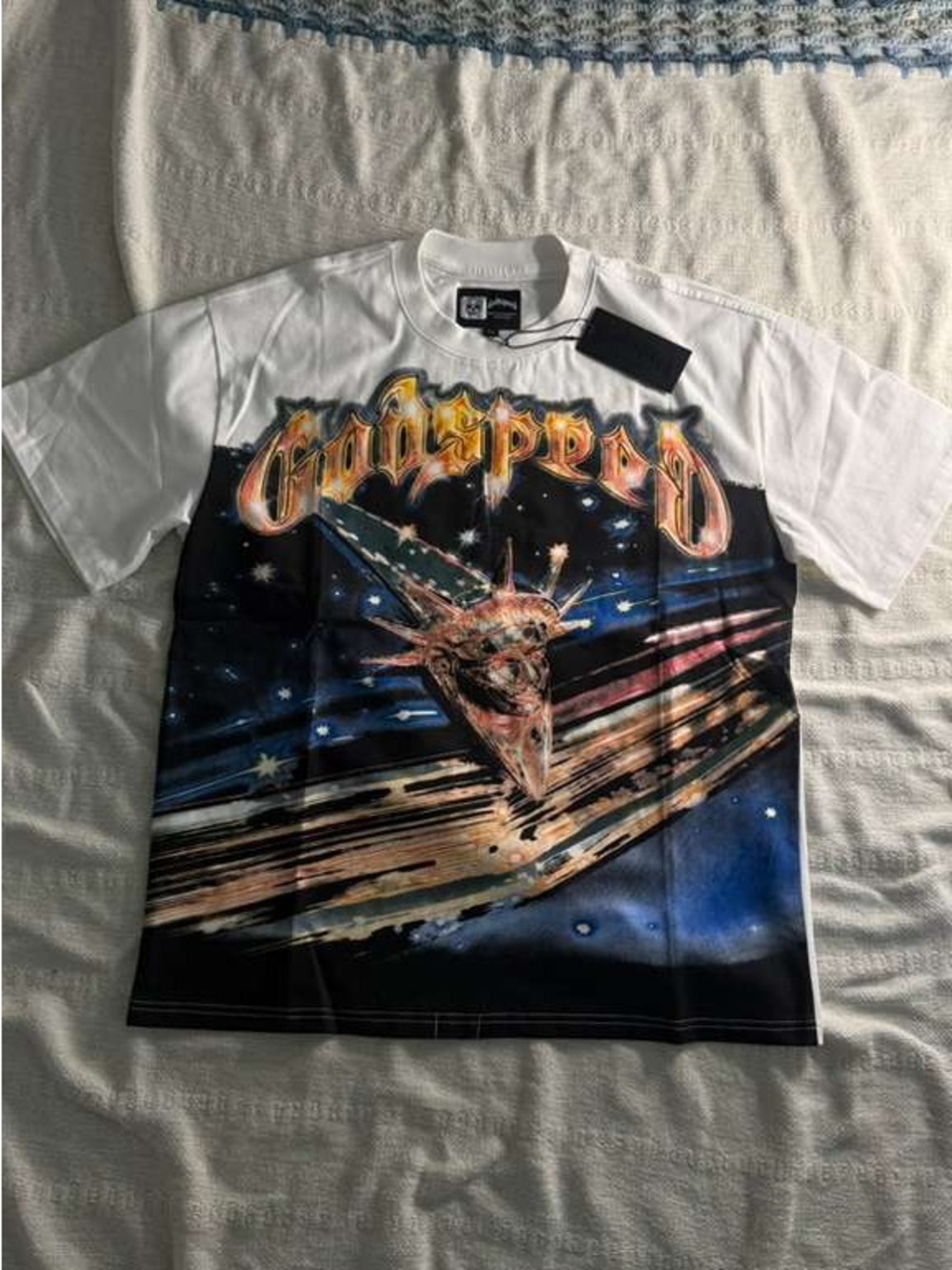 Godspeed Graphic White & Black Men's Crew Neck T-Shirt